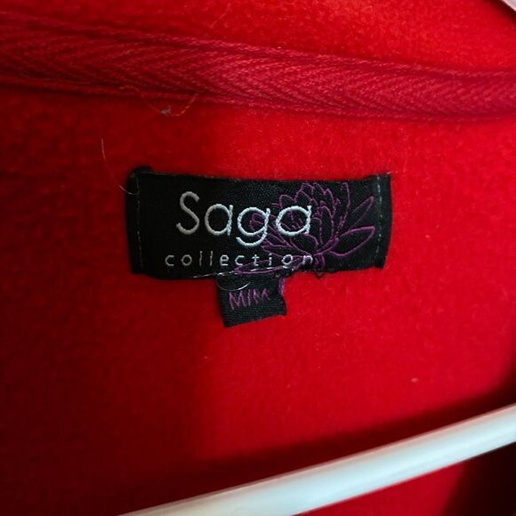 Beautiful red floral fleece zip up jacket sweater pullover - Picture 5 of 6